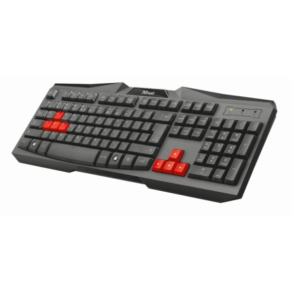 კლავიატურა TRUST ZIVA GAMING KEYBOARD 1.50m cable Spill-proof design Full size layout with red coloured gaming keys