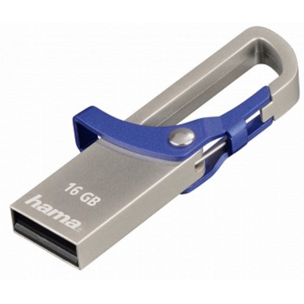 USB ფლეშ მეხსიერება HAMA HOOK-STYLE FLASHPEN USB 2.0 16 GB 15 MBS BLUE (123920)