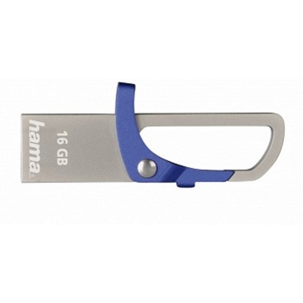 USB ფლეშ მეხსიერება HAMA HOOK-STYLE FLASHPEN USB 2.0 16 GB 15 MBS BLUE (123920)