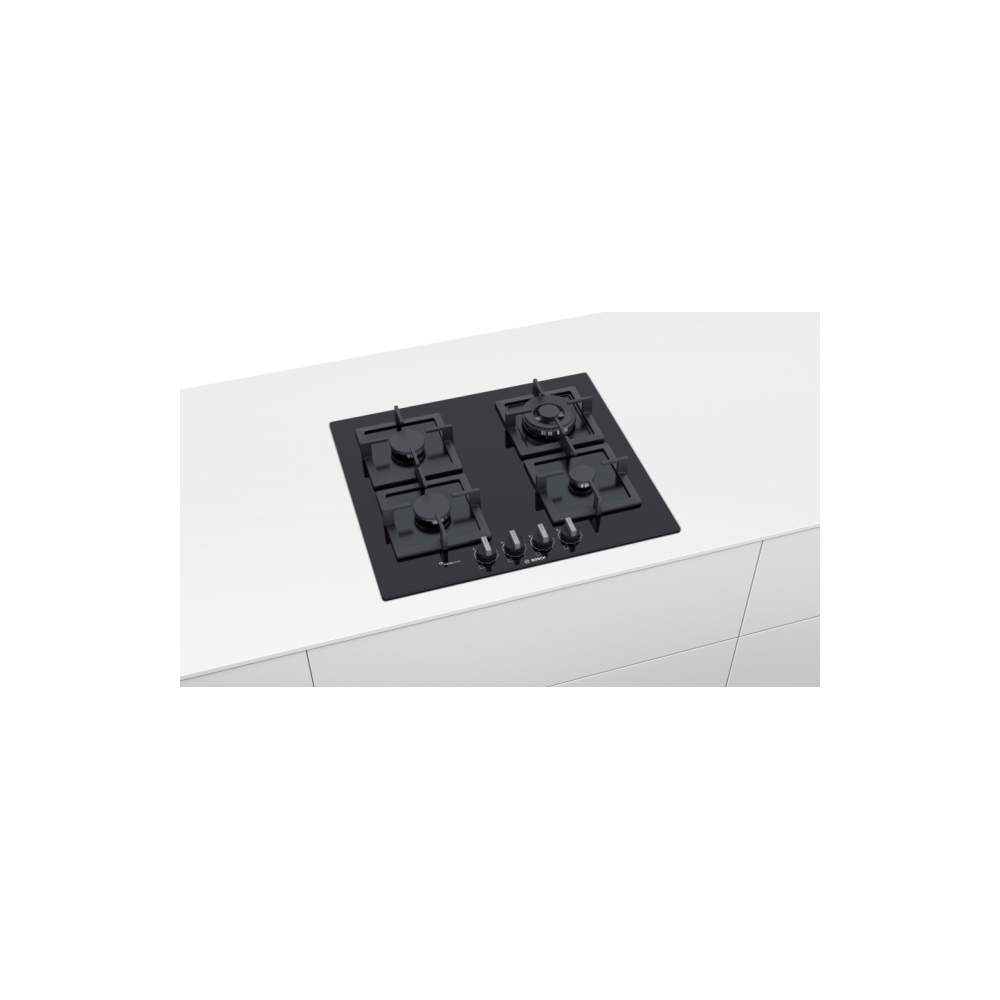 ჩასაშენებელი გაზის ქურის ზედაპირი BOSCH PPH6A6B20, Built-in Gas Cooktop, Black