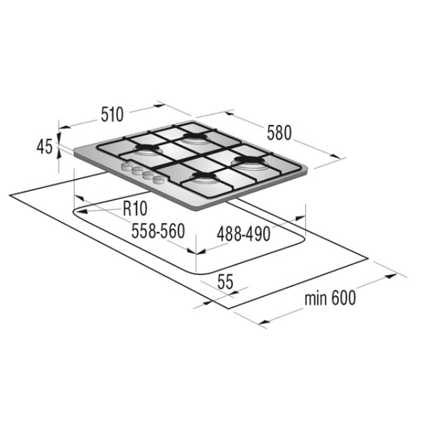 გაზქურის ზედაპირი   GORENJE  G6N41IX