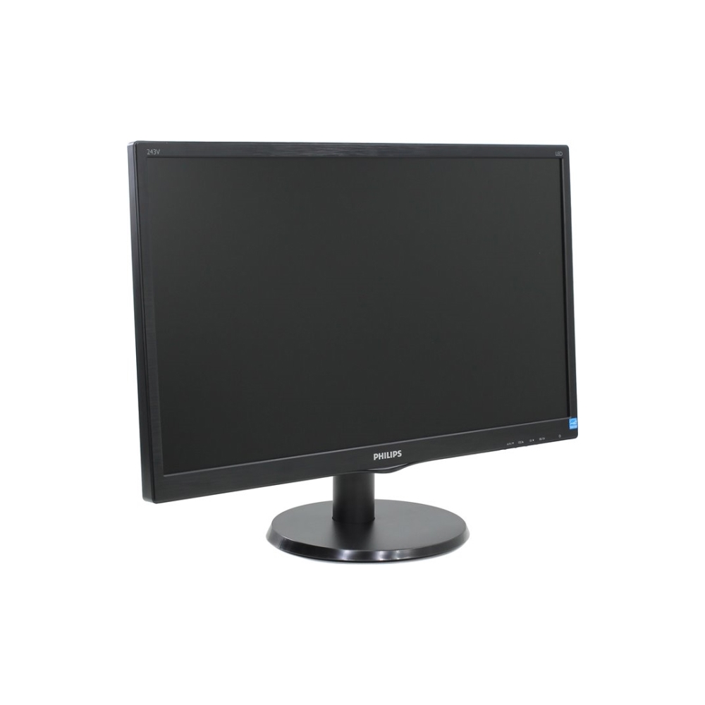 მონიტორი PHILIPS V-Line 23,6" Full HD LED monitor; Aspect Ratio 16:9, Brightness 250cd/m, Smart Contrast 10 000 000:1, Response Time 5ms, Resolution 1920/1080, Viewing Angle 170/160, Signal Input VGA / DVI-D / HDMI, Built In 2x2W AUDIO, Hairline Black, Warranty 2
