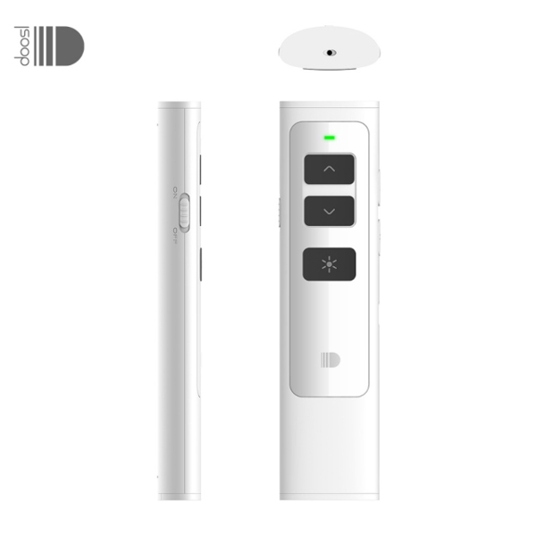 პრეზენტერი DOOSL Wireless Presenter, RF 2.4GHz Rechargeable Powerpoint Remote Control PPT Clicker Presentation Pointer Pen DSIT013W White