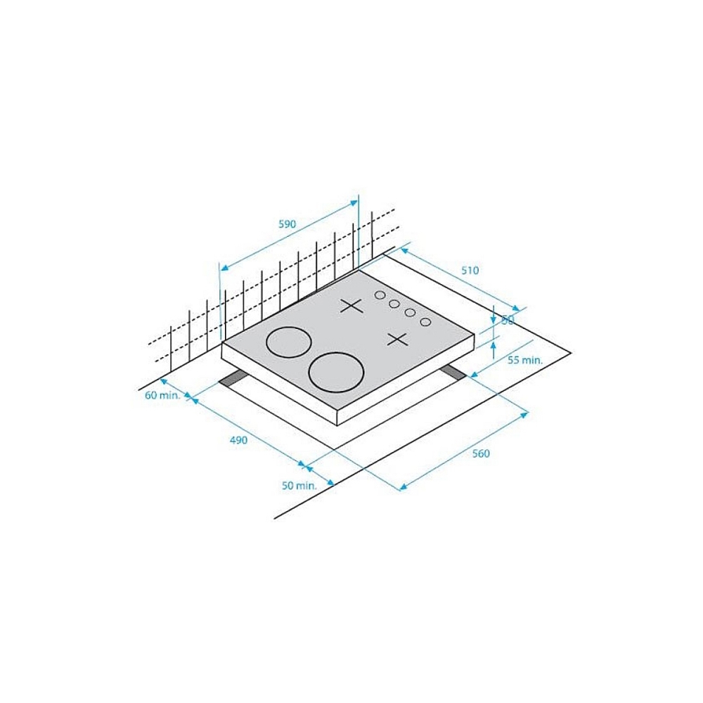 ჩასამონტაჟებელი გაზ.ზედა პანელი HILM 64120 S