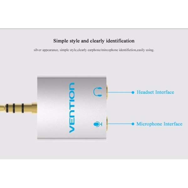 Vention BDBW0 3.5mm Audio Splitter Connector 1 Male to 2 Female Adapter