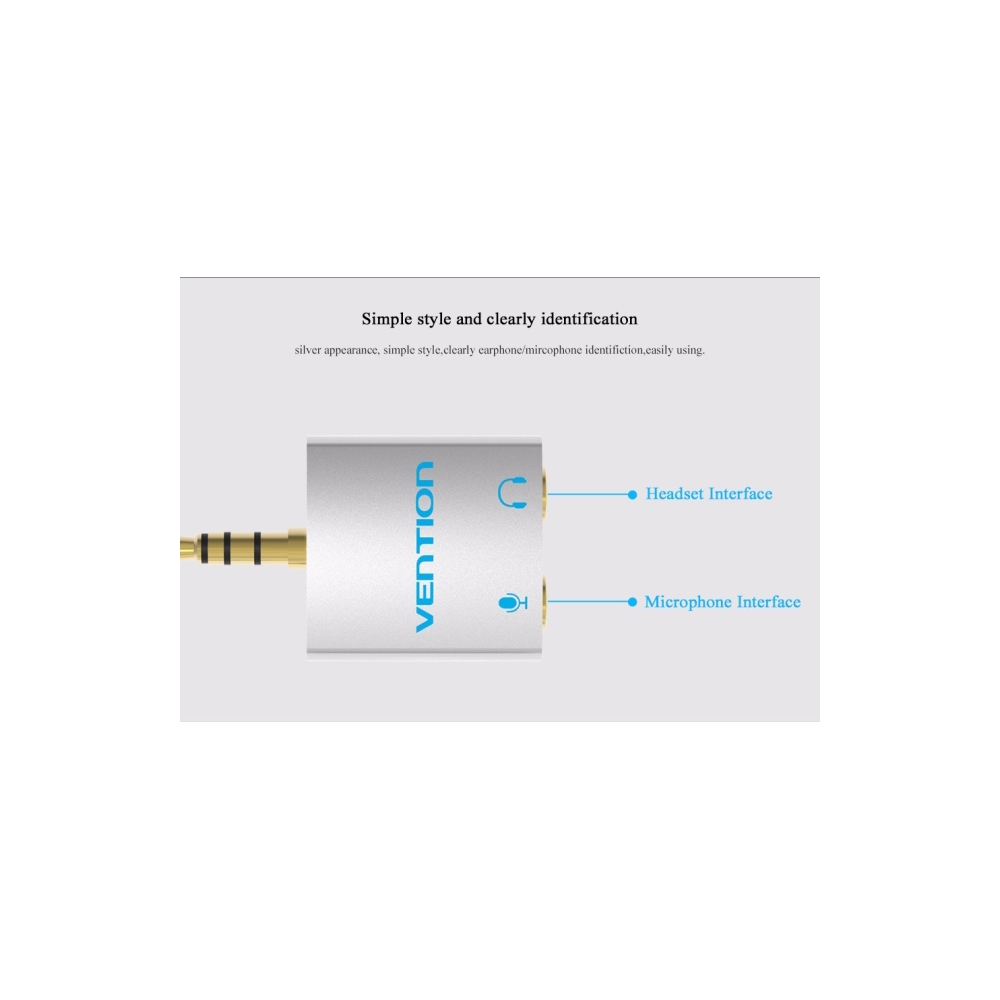 სპლიტერი Vention BDBW0 3.5mm Audio Splitter Connector 1 Male to 2 Female Adapter