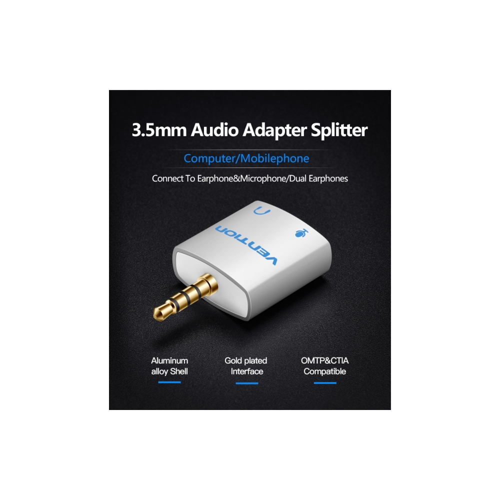 Vention BDBW0 3.5mm Audio Splitter Connector 1 Male to 2 Female Adapter
