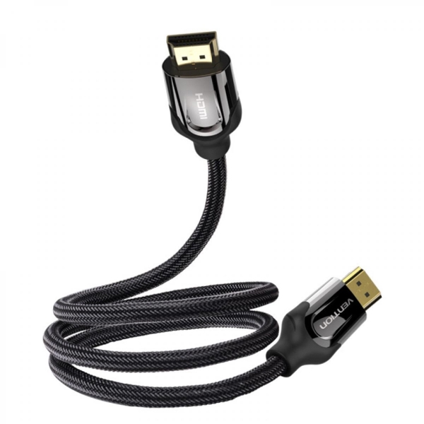 HDMI კაბელი VENTION VAA-B05-B150 Nylon Braided HDMI Cable 1.5M Black Metal Type