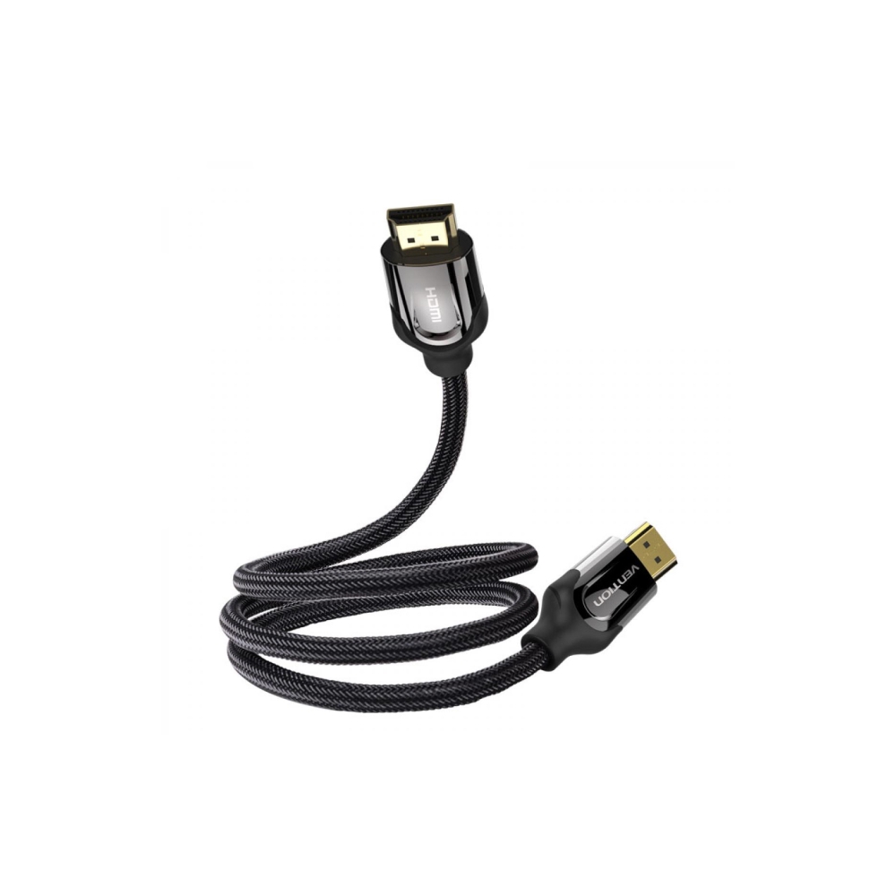 HDMI კაბელი VENTION VAA-B05-B150 Nylon Braided HDMI Cable 1.5M Black Metal Type