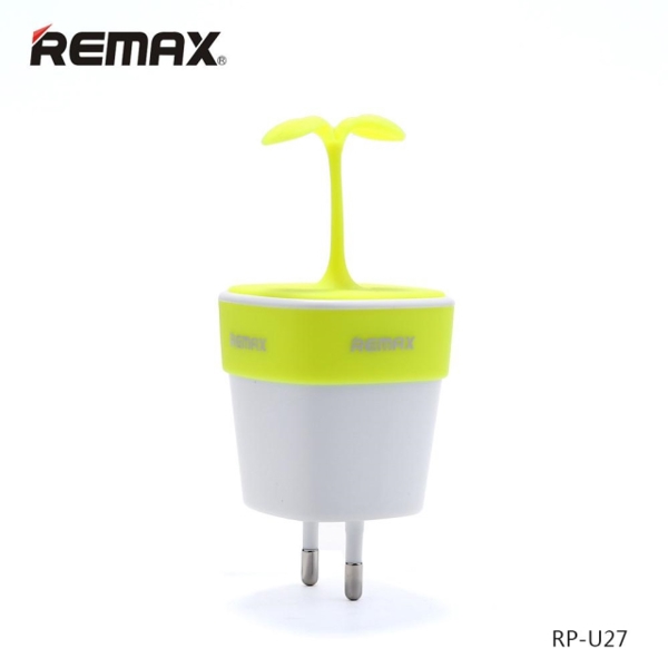 მობილურის აქსესუარი Remax Sapling Charger  RP-U27  (Output: 2.4A) EU white+green 