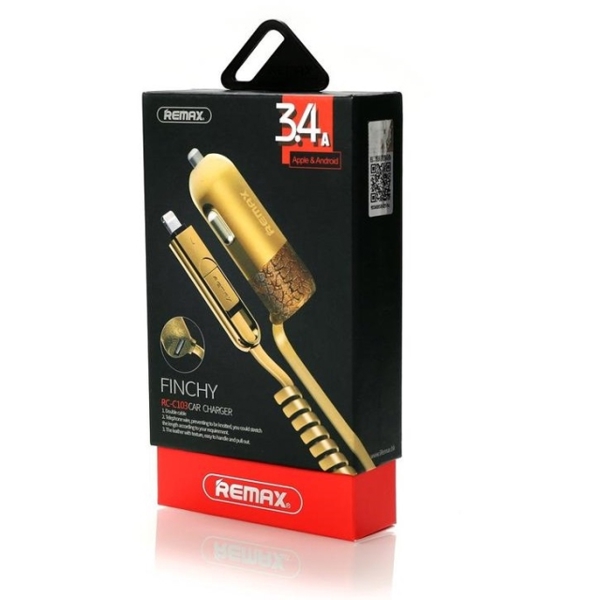 მობილურის აქსესუარები Remax Finchy RCC103 gold Car charger