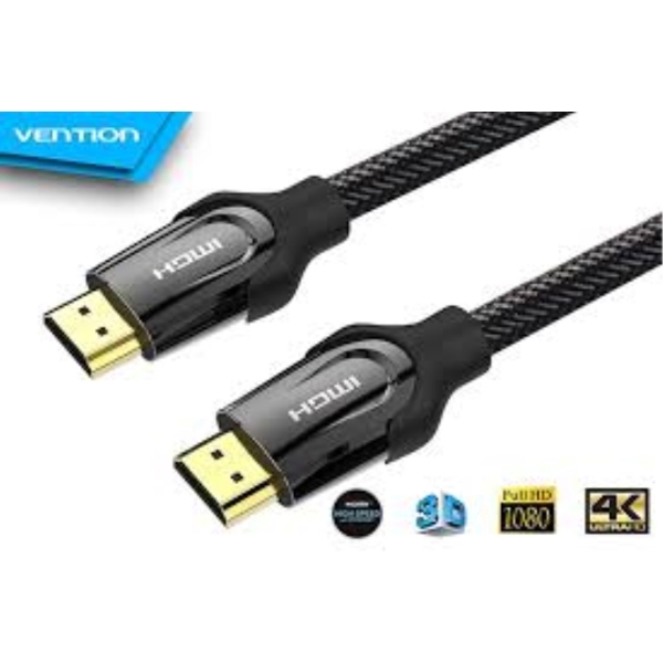 HDMI კაბელი VENTION VAA-B05-B200 Nylon Braided HDMI Cable 2M Black Metal Type