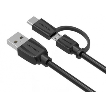 USB კაბელი Vention 2 in 1 Micro USB cable and USB Type C cable for Macbook 