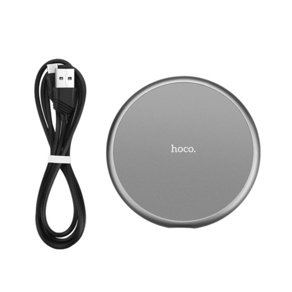 მობილურის დამტენი MOBILE ACCESSORY  HOCO  CW3A ROUND WIRELESS CHARGER METAL GRAY