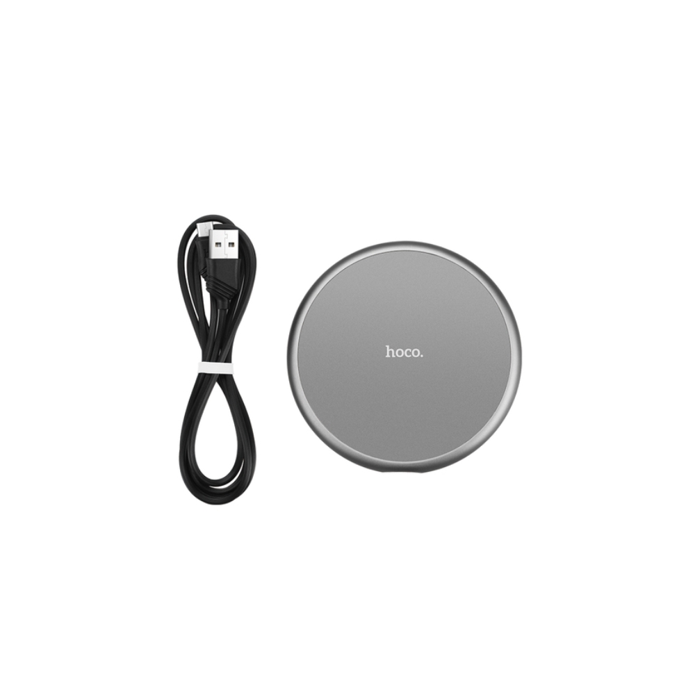 მობილურის დამტენი MOBILE ACCESSORY  HOCO  CW3A ROUND WIRELESS CHARGER METAL GRAY