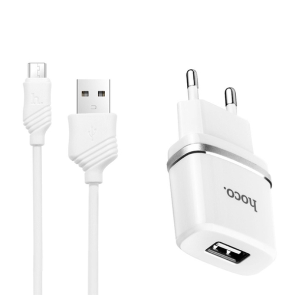 მობილურის დამტენი MOBILE AC CHARGER HOCO C11 SMART SINGLE USB CHARGER,WHITE(EU)