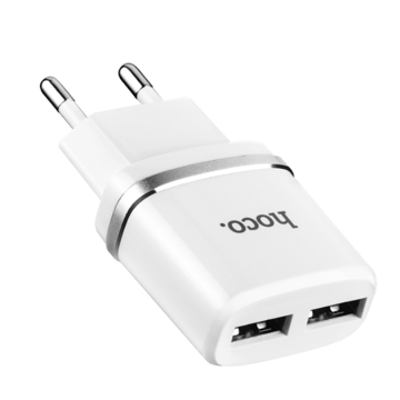 მობილურის დამტენი MOBILE AC CHARGER HOCO C12 SMART DUAL USB CHARGER(EU)  WHITE