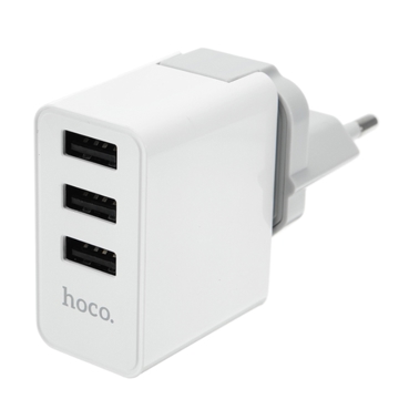 მობილურის დამტენი MOBILE AC CHARGER HOCO C20 YOKE THREE PORTS CHARGER EU WHITE