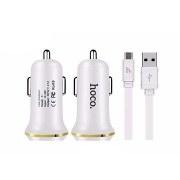 მანქანის დამტენი HOCO Z1 CAR CHARGER SET (MICRO) WHITE