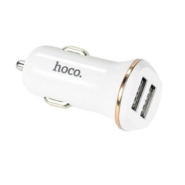 მობილურის დამტენი HOCO Z1 DOUBLE PORTED CAR CHARGER  WHITE