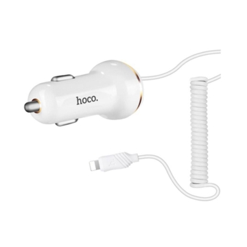 მანქანის დამტენი HOCO Z14 SINGLE PORT WITH LIGHTNING CABLE CAR CHARGER WHITE