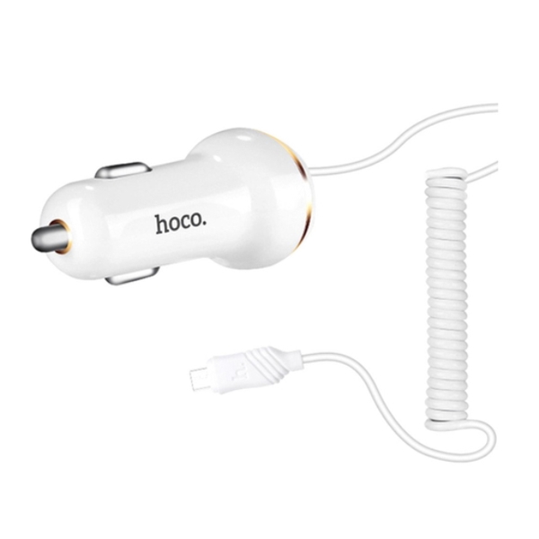 მანქანის დამტენი HOCO Z14 SINGLE PORT WITH MICRO CABLE CAR CHARGER WHITE