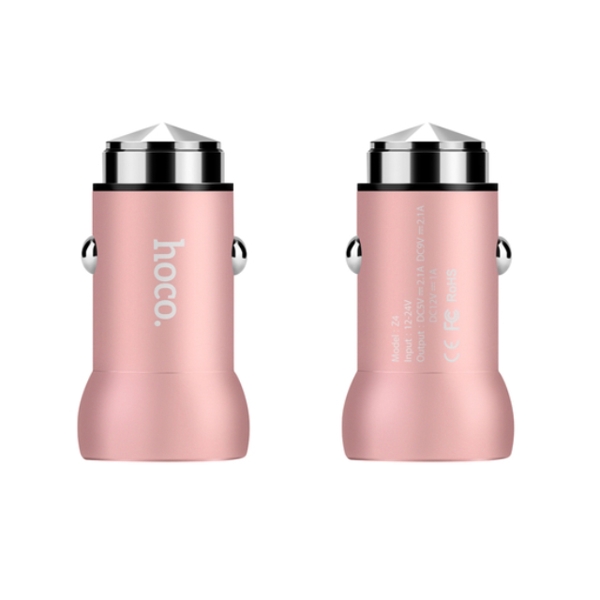 მანქანის დამტენი HOCO Z4 QUICK CHARGE 2.0 CAR CHARGER ROSE GOLD