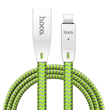 მობილურის დამტენი HOCO U11 ZINC ALLOY REFLECTIVE KNITTED LIGHTNING CHARGING CABLE (INTELLIGENT POWER OFF) GRASS GREEN