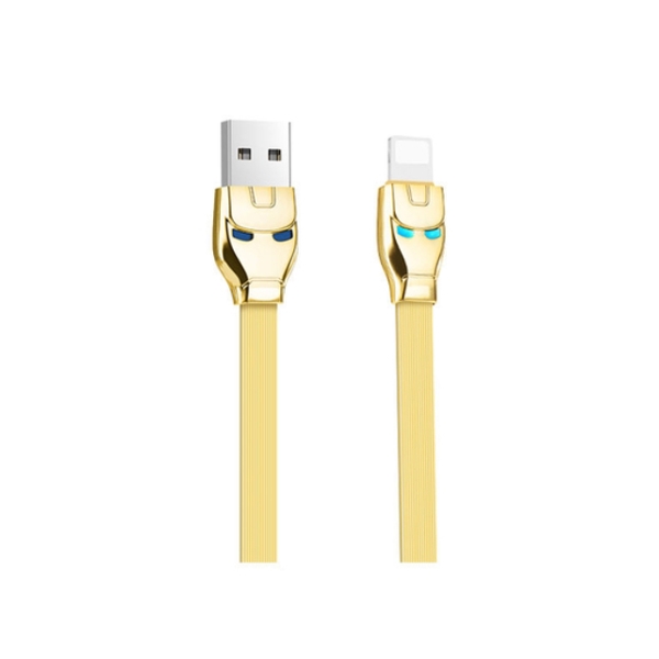 მობილურის დამტენი HOCO U14 STEEL MAN LIGHTNING CHARGING CABLE GOLD