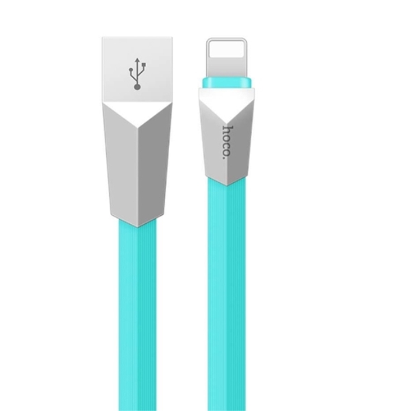 მობილურის დამტენი HOCO X4 ZINC ALLOY RHOMBUS LIGHTNING CHARGING CABLE BLUE