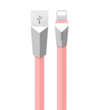 მობილურის დამტენი HOCO X4 ZINC ALLOY RHOMBUS LIGHTNING CHARGING CABLE PINK