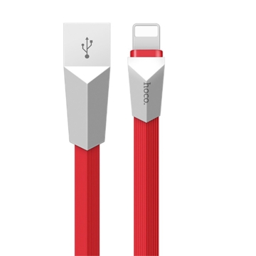 მობილურის დამტენი HOCO X4 ZINC ALLOY RHOMBUS LIGHTNING CHARGING CABLE RED