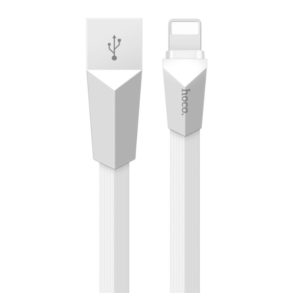 მობილურის დამტენი HOCO X4 ZINC ALLOY RHOMBUS LIGHTNING CHARGING CABLE WHITE