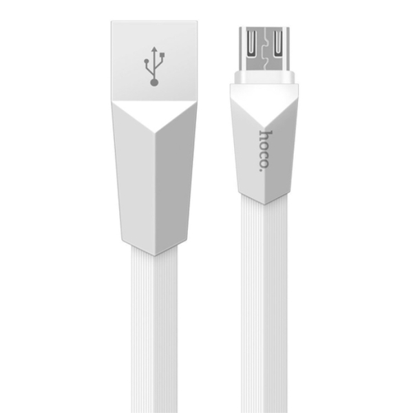 მობილურის დამტენი HOCO X4 ZINC ALLOY RHOMBUS MICRO USB CHARGING CABLE WHITE