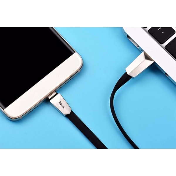 მობილურის დამტენი HOCO X4 ZINC ALLOY RHOMBUS TYPE-C USB CHARGING CABLE BLACK