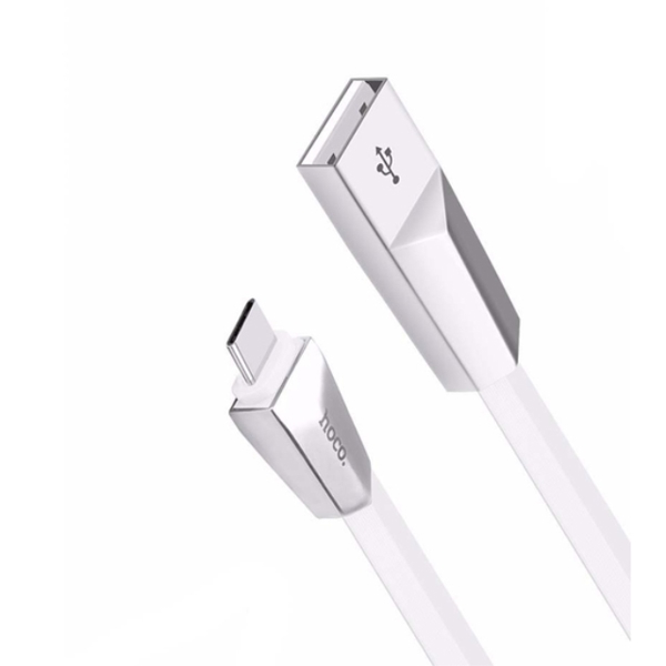 მობილურის დამტენი HOCO X4 ZINC ALLOY RHOMBUS TYPE-C USB CHARGING CABLE WHITE