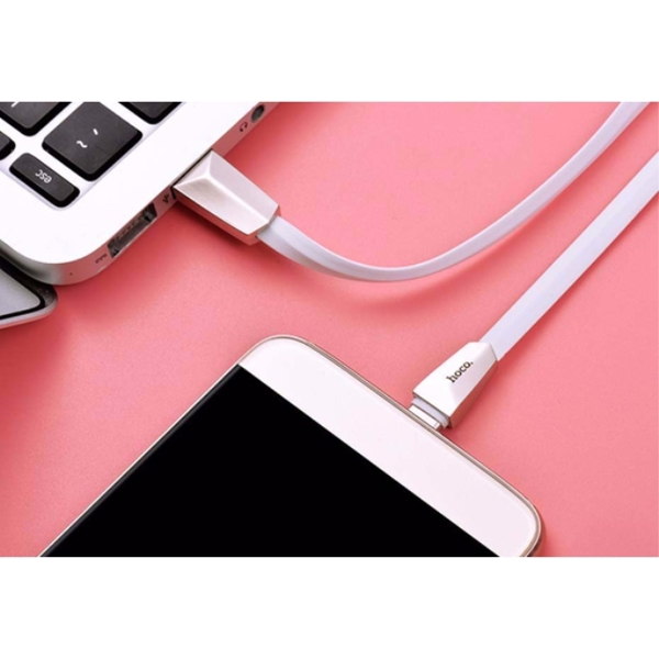 მობილურის დამტენი HOCO X4 ZINC ALLOY RHOMBUS TYPE-C USB CHARGING CABLE WHITE