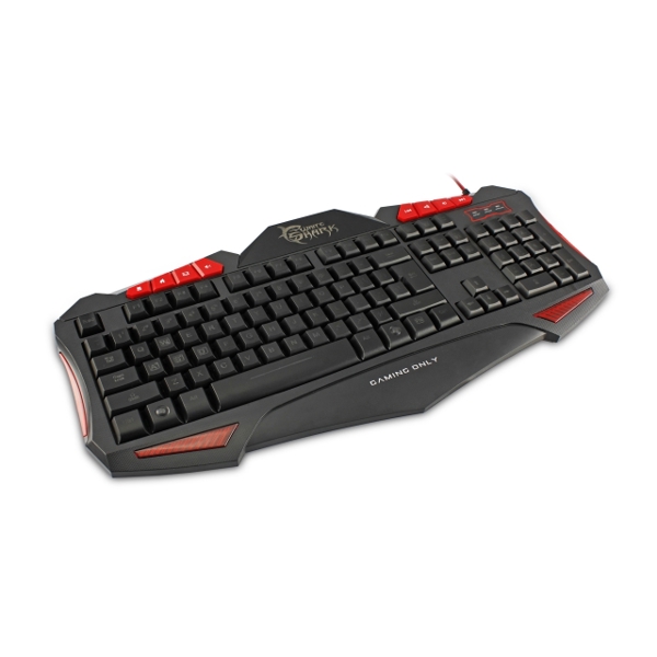 კლავიატურა WHITE SHARK GAMING KEYBOARD GK-1621 SHOGUN RED,104 STANDARD KEYS + 8 MULTIMEDIA,RED LED BACKLIGHT WITH ILLUMINATED LETTERS AND ADJUSTABLE BRIGHTNESS.