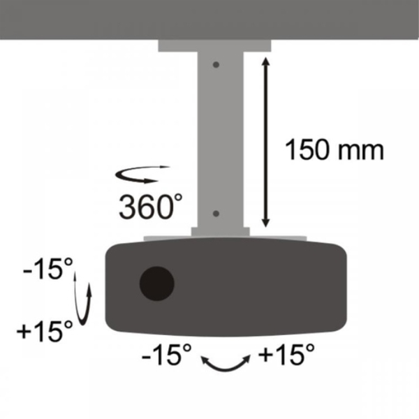 პროექტორი საკიდი BEAMER MOUNTING CEILING MOUNT FOR PROJECTOR SBOX PM-18  MOUNTING: FROM 54 TO 320 MM,HEIGHT: 150 MM,TILT: -15° TO +15°,SWIVEL: -15° TO +15°,ROTATION: 360°