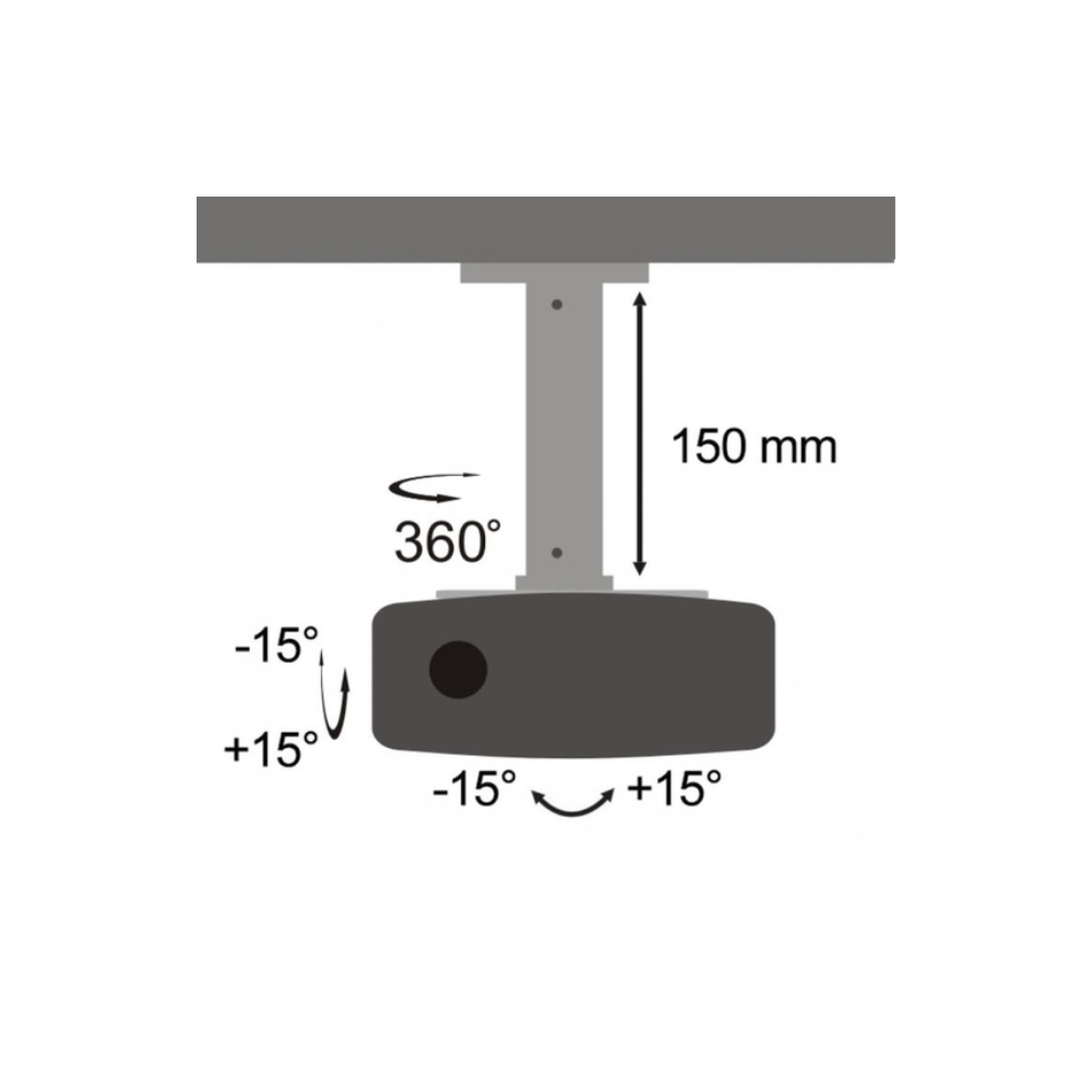 პროექტორი საკიდი BEAMER MOUNTING CEILING MOUNT FOR PROJECTOR SBOX PM-18  MOUNTING: FROM 54 TO 320 MM,HEIGHT: 150 MM,TILT: -15° TO +15°,SWIVEL: -15° TO +15°,ROTATION: 360°