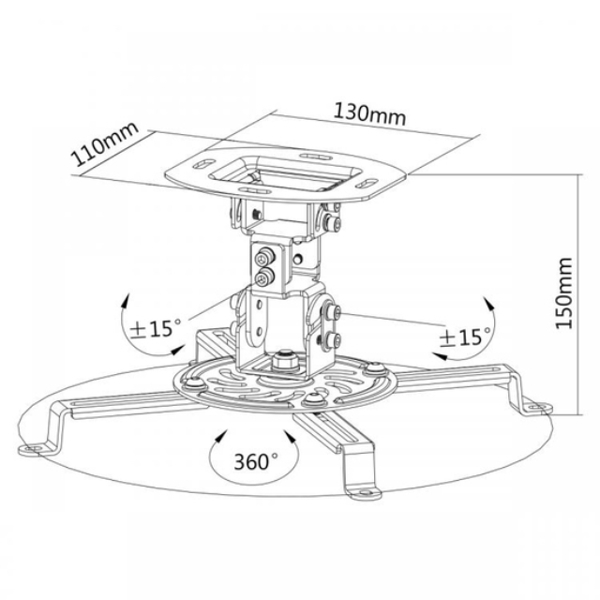 პროექტორი საკიდი BEAMER MOUNTING CEILING MOUNT FOR PROJECTOR SBOX PM-18  MOUNTING: FROM 54 TO 320 MM,HEIGHT: 150 MM,TILT: -15° TO +15°,SWIVEL: -15° TO +15°,ROTATION: 360°
