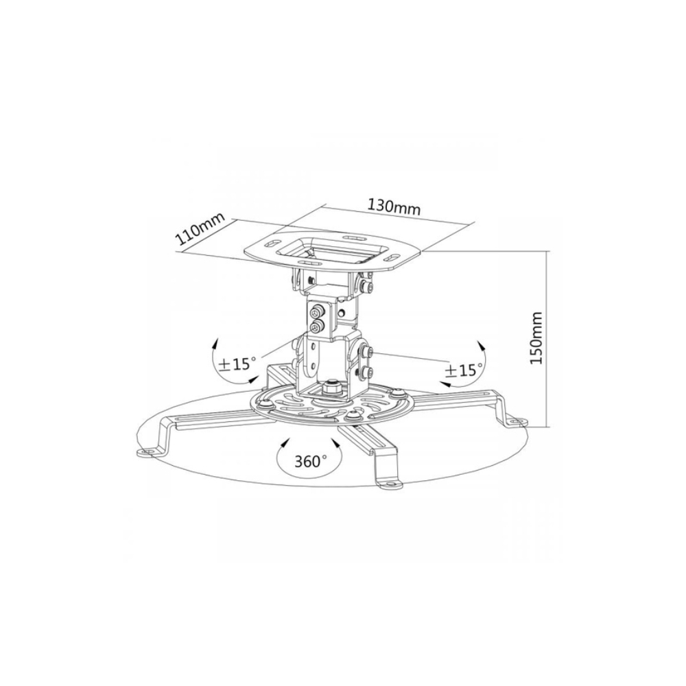 პროექტორი საკიდი BEAMER MOUNTING CEILING MOUNT FOR PROJECTOR SBOX PM-18  MOUNTING: FROM 54 TO 320 MM,HEIGHT: 150 MM,TILT: -15° TO +15°,SWIVEL: -15° TO +15°,ROTATION: 360°