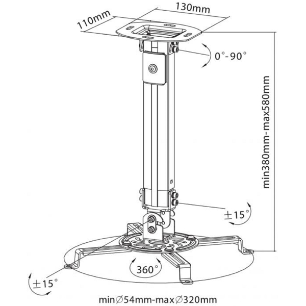 Sbox PM-18S, Ceiling Mount For Projector, Silver