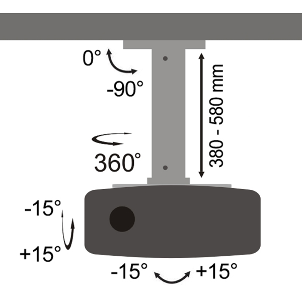 Sbox PM-18S, Ceiling Mount For Projector, Silver