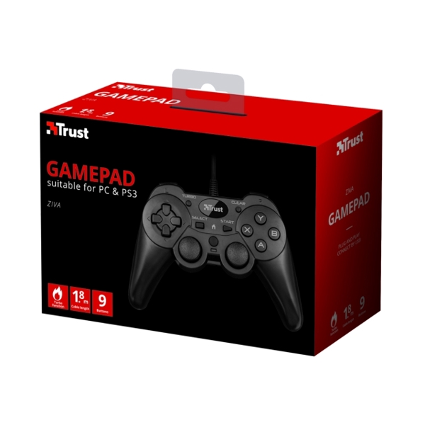 სათამაშო კოსნოლის ჯოისტიკი TRUST ZIVA WIRED GAMEPAD FOR PC AND PS3