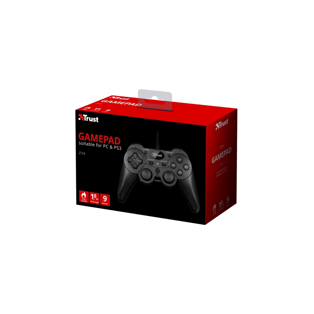 სათამაშო კოსნოლის ჯოისტიკი TRUST ZIVA WIRED GAMEPAD FOR PC AND PS3