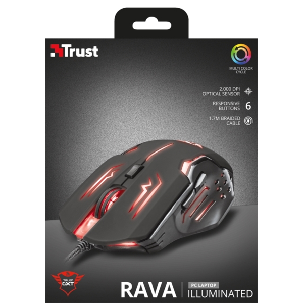 მაუსი TRUST GXT 108 RAVA ILLUMINATED GAMING MOUSE