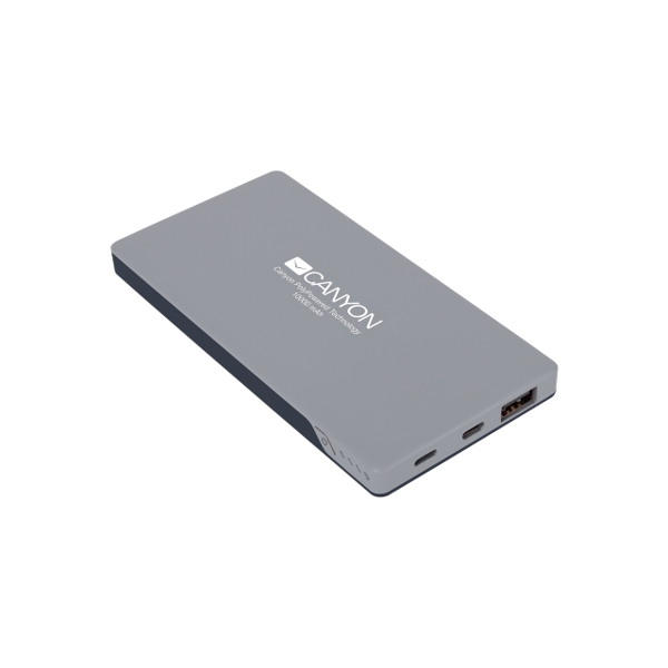 პორტატული დამტენი  CANYON POWER BANK 10000MAH 2 USB PORT MAX OUTPUT 5V2A  DARK GRAY