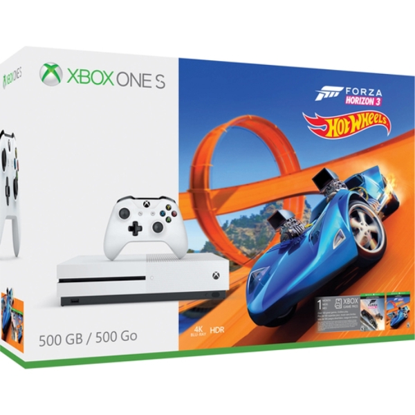 სათამაშო კონსოლი MICROSOFT  XBOX  ONE S 500 GB  WITH  FORZA HORIZON 3 & HOT WHEELS (DLC) \ XBOX  ONE