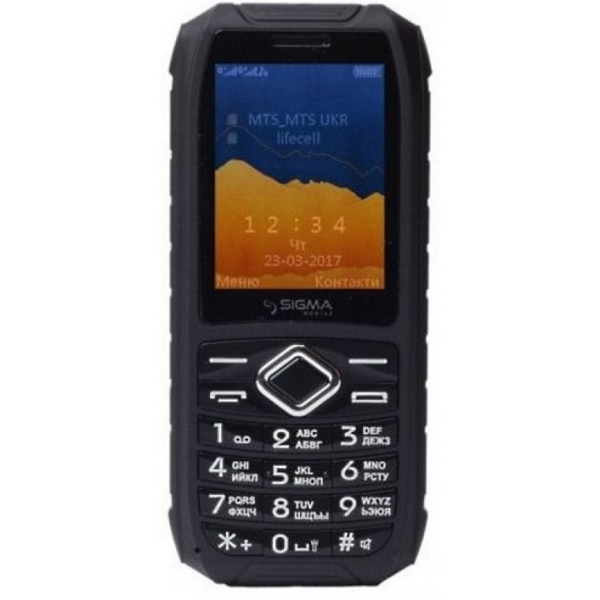 მობილური ტელეფონი SIGMA X-TREME IO67 BLACK  Dual-SIM   2,4,  Camera:0.3 MP 